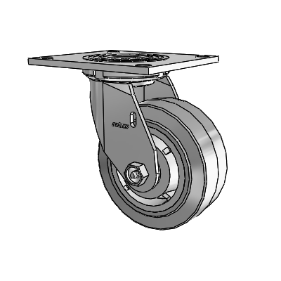 4 Series 2 Inch Wide Top Plate Swivel Caster Caster with 5 x 2 Performa Rubber (Flat/Grey) Wheel