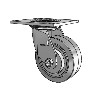 4 Series 2 Inch Wide Top Plate Swivel Caster Caster with 5 x 2 Performa Rubber (Flat/Grey) Wheel