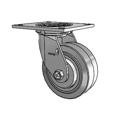4 Series 2 Inch Wide Top Plate Swivel Caster Caster with 5 x 2 Performa Rubber (Flat/Grey) Wheel