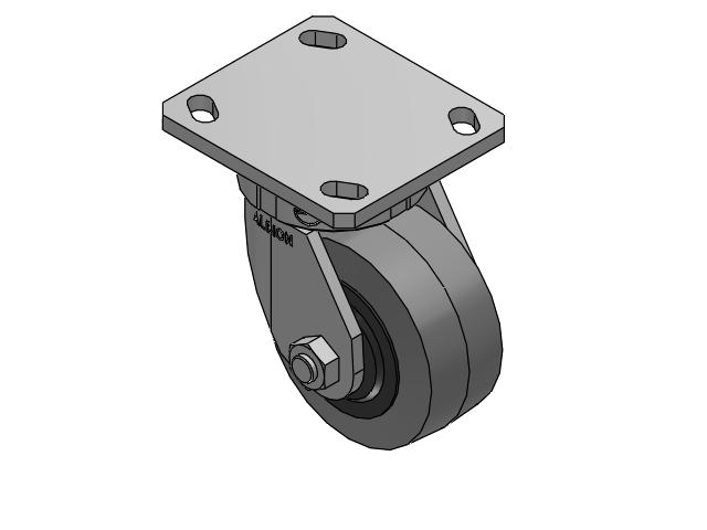 110 Series Kingpinless Top Plate Swivel Caster with 4 x 2 Grey Tread on Grey Core XS - Performa X-tra Soft Rubber (Flat) - Prevenz Antimicrobial Wheel