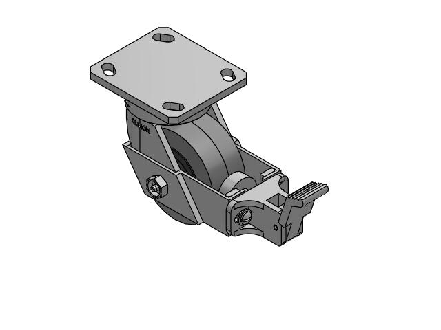 110 Series Kingpinless Top Plate Swivel Caster with 4 x 2 Grey Tread on Grey Core XS - Performa X-tra Soft Rubber (Flat) - Prevenz Antimicrobial Wheel and Face Brake