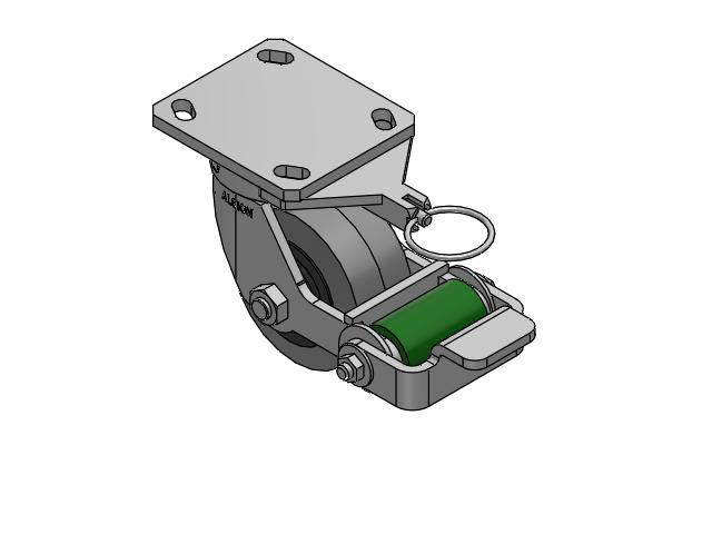 110 Series Kingpinless Top Plate Swivel Caster with 4 x 2 Grey Tread on Grey Core XS - Performa X-tra Soft Rubber (Flat) - Prevenz Antimicrobial Wheel and Poly Cam Brake