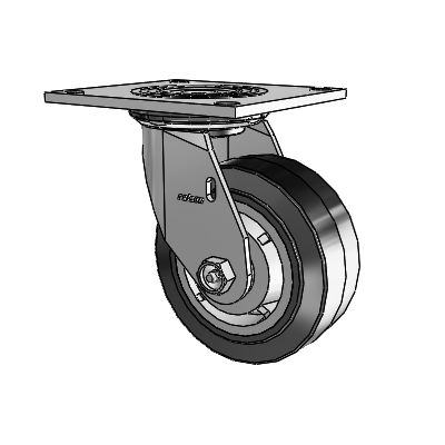 4 Series 2 Inch Wide Top Plate Swivel Caster Caster with 5 x 2 Performa Rubber (Flat/Black) Wheel