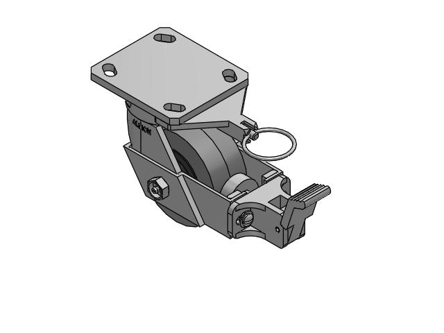 110 Series Kingpinless Top Plate Swivel Caster with 4 x 2 Grey Tread on Grey Core XS - Performa X-tra Soft Rubber (Flat) - Prevenz Antimicrobial Wheel and Face Brake