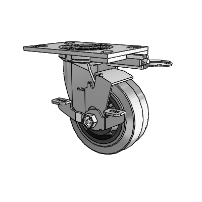 4 Series 2 Inch Wide Top Plate Swivel Caster Caster with 5 x 2 Performa Rubber (Flat/Conductive) Wheel and Top Lock Brake