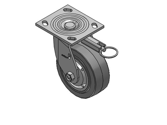 4 Series 2 Inch Wide Top Plate Swivel Caster Caster with 5 x 2 Performa Rubber (Flat/Grey) Wheel
