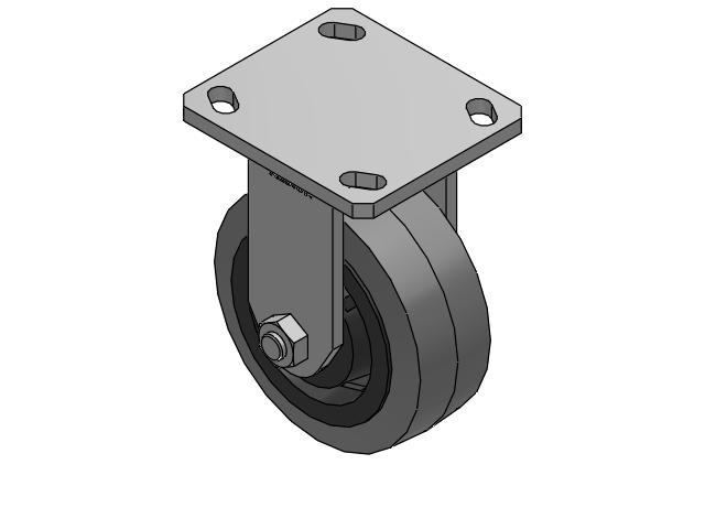 110 Series Kingpinless Top Plate Rigid Caster with 5 x 2 Grey Tread on Grey Core XS - Performa X-tra Soft Rubber (Flat) - Prevenz Antimicrobial Wheel