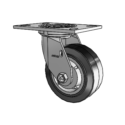 4 Series 2 Inch Wide Top Plate Swivel Caster Caster with 5 x 2 Performa Rubber (Flat/Black) Wheel