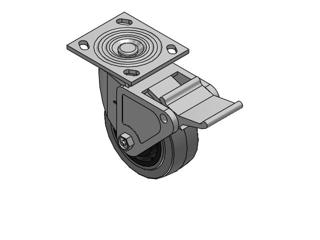 4 Series 2 Inch Wide Top Plate Swivel Caster Caster with 5 x 2 Performa Rubber (Flat/Conductive) Wheel and Tech Lock Brake