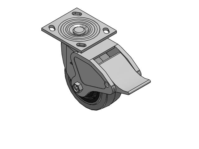4 Series 2 Inch Wide Top Plate Swivel Caster Caster with 5 x 2 Performa Rubber (Flat/Conductive) Wheel and Total Lock Brake