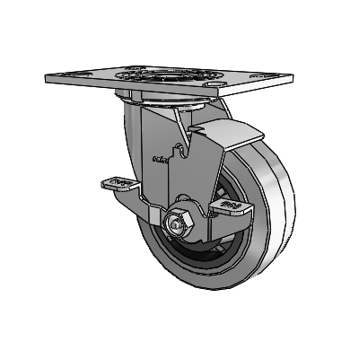 4 Series 2 Inch Wide Top Plate Swivel Caster Caster with 5 x 2 Performa Rubber (Flat/Conductive) Wheel and Top Lock Brake