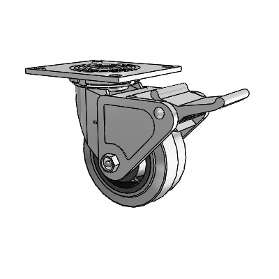 4 Series 2 Inch Wide Top Plate Swivel Caster Caster with 5 x 2 Performa Rubber (Flat/Conductive) Wheel and Tech Lock Brake