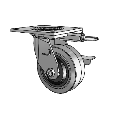 4 Series 2 Inch Wide Top Plate Swivel Caster Caster with 5 x 2 Performa Rubber (Flat/Conductive) Wheel and Side Lock Brake