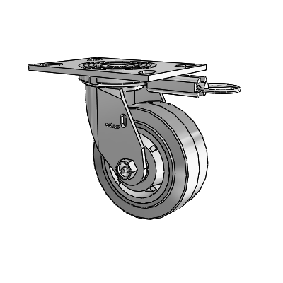 4 Series 2 Inch Wide Top Plate Swivel Caster Caster with 5 x 2 Performa Rubber (Flat/Grey) Wheel