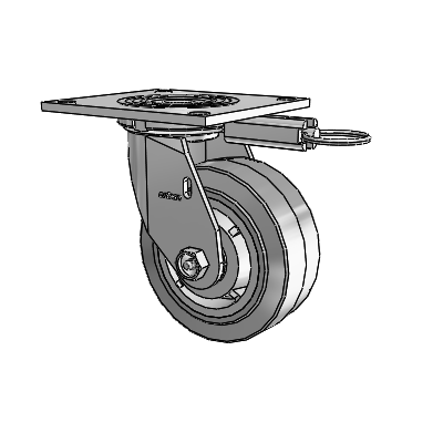 4 Series 2 Inch Wide Top Plate Swivel Caster Caster with 5 x 2 Performa Rubber (Flat/Grey) Wheel