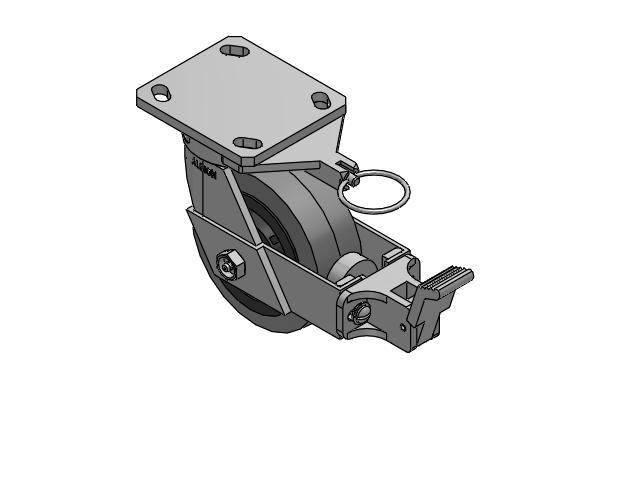 110 Series Kingpinless Top Plate Swivel Caster with 5 x 2 Grey Tread on Grey Core XS - Performa X-tra Soft Rubber (Flat) - Prevenz Antimicrobial Wheel and Face Brake