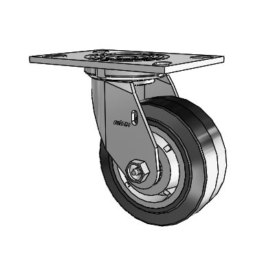 4 Series 2 Inch Wide Top Plate Swivel Caster Caster with 5 x 2 Performa Rubber (Flat/Black) Wheel