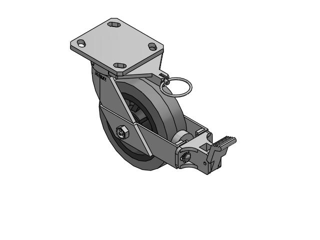 110 Series Kingpinless Top Plate Swivel Caster with 6 x 2 Grey Tread on Grey Core XS - Performa X-tra Soft Rubber (Flat) - Prevenz Antimicrobial Wheel and Face Brake