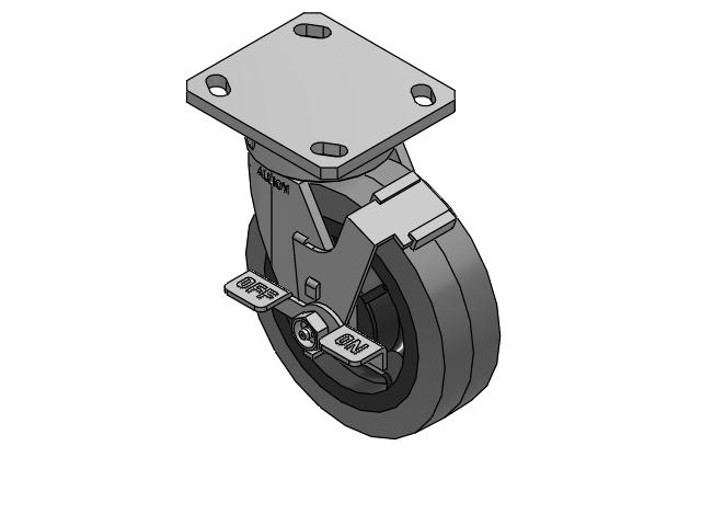 110 Series Kingpinless Top Plate Swivel Caster with 6 x 2 Grey Tread on Grey Core XS - Performa X-tra Soft Rubber (Flat) - Prevenz Antimicrobial Wheel and Face Brake