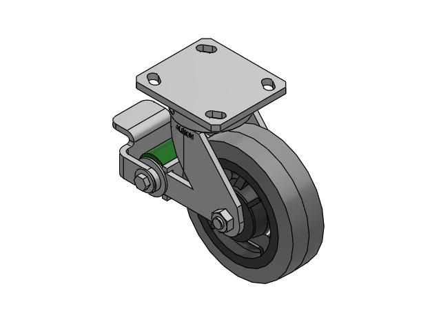 110 Series Kingpinless Top Plate Swivel Caster with 6 x 2 Grey Tread on Grey Core XS - Performa X-tra Soft Rubber (Flat) - Prevenz Antimicrobial Wheel and Poly Cam Brake