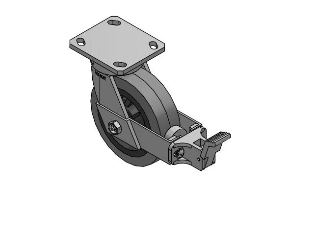 110 Series Kingpinless Top Plate Swivel Caster with 6 x 2 Grey Tread on Grey Core XS - Performa X-tra Soft Rubber (Flat) - Prevenz Antimicrobial Wheel and Face Brake