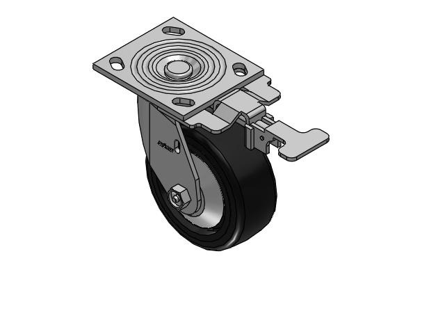 4 Series 2 Inch Wide Top Plate Swivel Caster Caster with 5 x 2 Trans-forma LT (Flat) Wheel