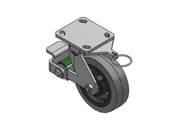 110 Series Kingpinless Top Plate Swivel Caster with 6 x 2 Grey Tread on Grey Core XS - Performa X-tra Soft Rubber (Flat) - Prevenz Antimicrobial Wheel and Poly Cam Brake