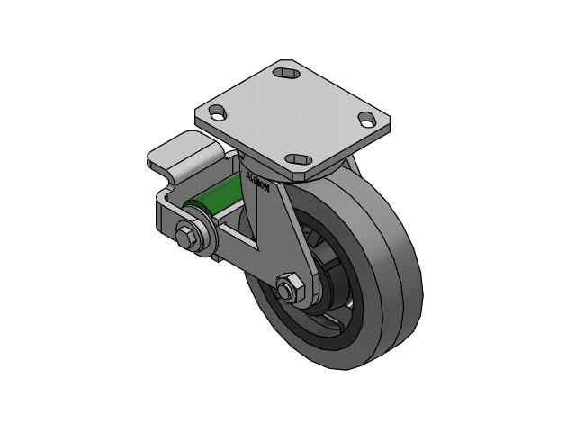 110 Series Kingpinless Top Plate Swivel Caster with 6 x 2 Grey Tread on Grey Core XS - Performa X-tra Soft Rubber (Flat) - Prevenz Antimicrobial Wheel and Poly Cam Brake