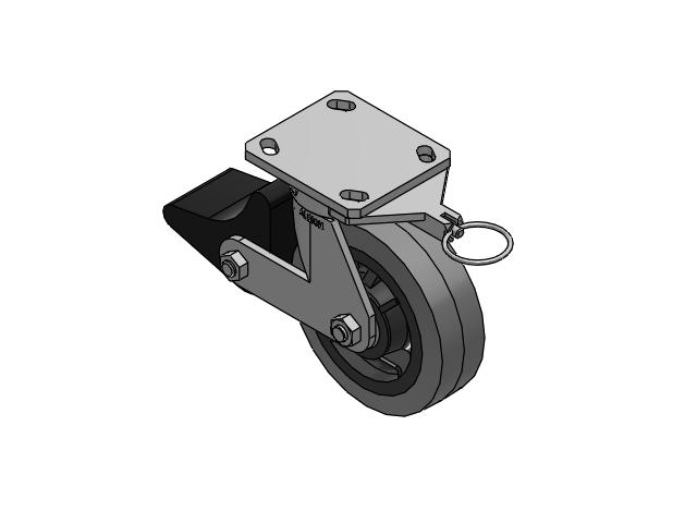 110 Series Kingpinless Top Plate Swivel Caster with 6 x 2 Grey Tread on Grey Core XS - Performa X-tra Soft Rubber (Flat) - Prevenz Antimicrobial Wheel and Poly Lock Integrated Brake