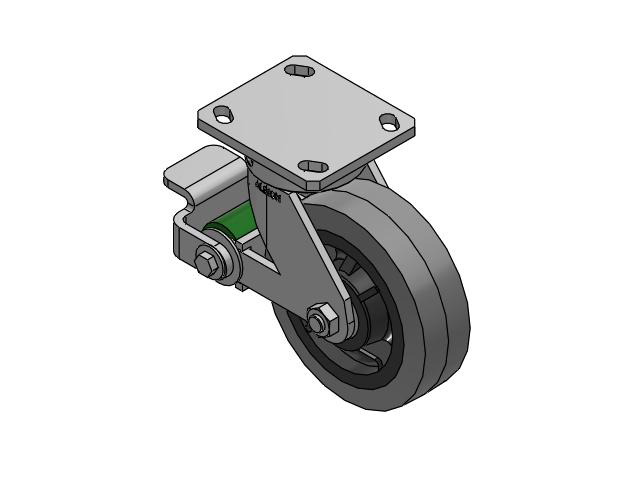 110 Series Kingpinless Top Plate Swivel Caster with 6 x 2 Grey Tread on Grey Core XS - Performa X-tra Soft Rubber (Flat) - Prevenz Antimicrobial Wheel and Poly Cam Brake