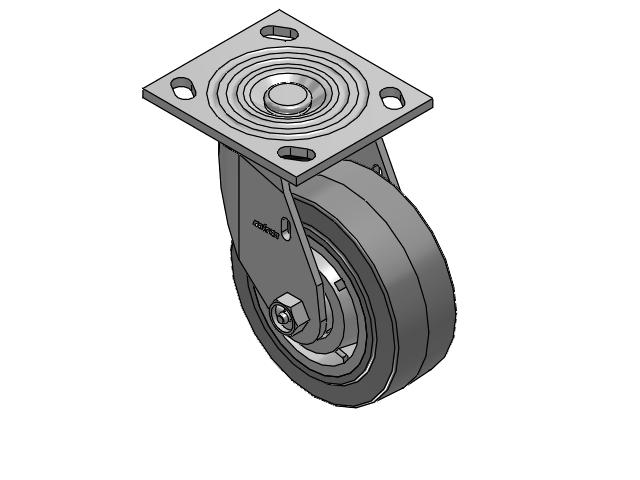 4 Series 2 Inch Wide Top Plate Swivel Caster Caster with 5 x 2 Performa Rubber (Flat/Grey) Wheel