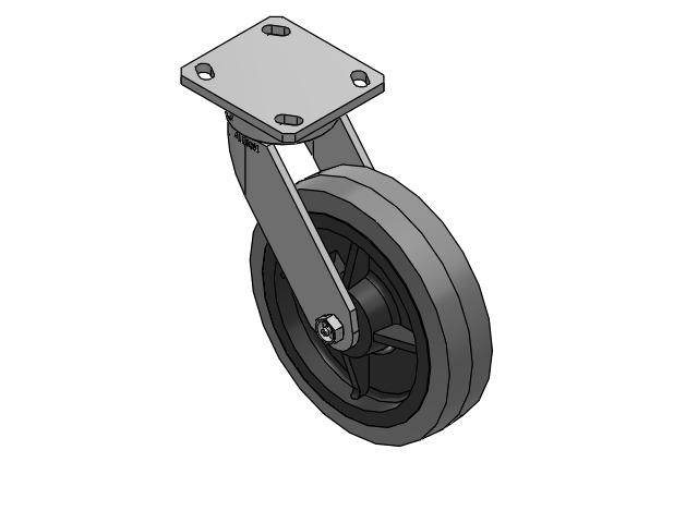 110 Series Kingpinless Top Plate Swivel Caster with 8 x 2 Grey Tread on Grey Core XS - Performa X-tra Soft Rubber (Flat) - Prevenz Antimicrobial Wheel