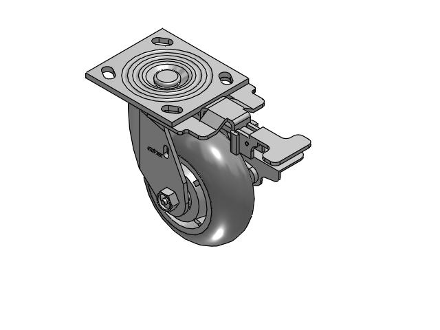 4 Series 2 Inch Wide Top Plate Swivel Caster Caster with 5 x 2 Performa Rubber (Round) Wheel and Side Lock Brake