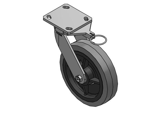 110 Series Kingpinless Top Plate Swivel Caster with 8 x 2 Grey Tread on Grey Core XS - Performa X-tra Soft Rubber (Flat) - Prevenz Antimicrobial Wheel