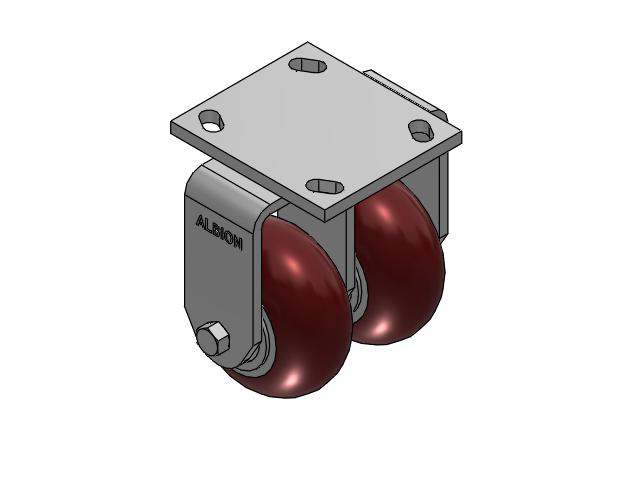 115 Series Top Plate Rigid Maroon tread on aluminum core Caster with 4 x 2 AX - Round Polyurethane (Aluminum Core) Wheel