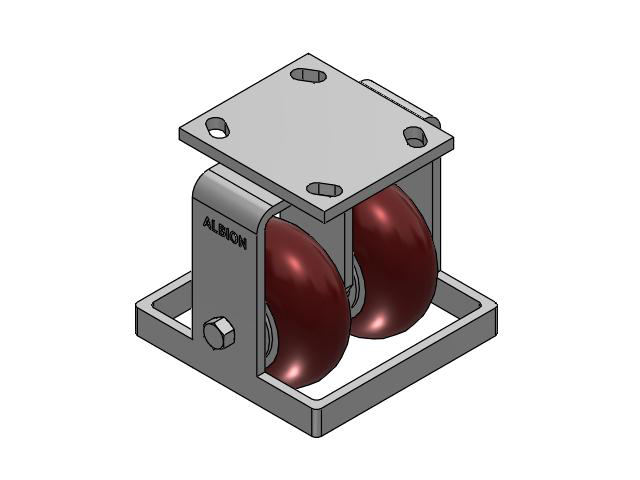 115 Series Top Plate Rigid Maroon tread on aluminum core Caster with 4 x 2 AX - Round Polyurethane (Aluminum Core) Wheel