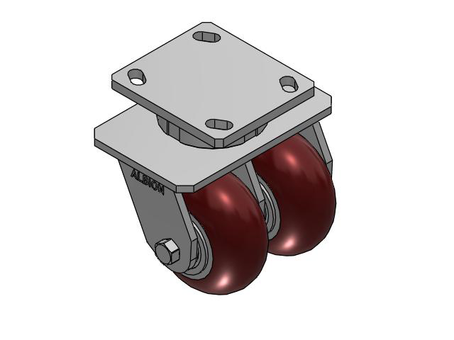 115 Series Top Plate Swivel Maroon tread on aluminum core Caster with 4 x 2 AX - Round Polyurethane (Aluminum Core) Wheel