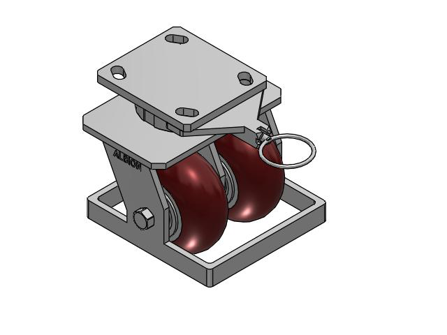 115 Series Top Plate Swivel Maroon tread on aluminum core Caster with 4 x 2 AX - Round Polyurethane (Aluminum Core) Wheel