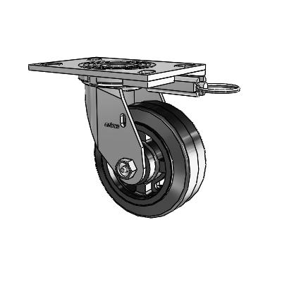 4 Series 2 Inch Wide Top Plate Swivel Caster Caster with 5 x 2 MR - Moldon Rubber (Cast Iron Core) Wheel