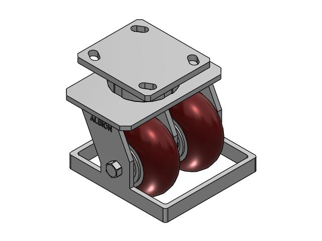 115 Series Top Plate Swivel Maroon tread on aluminum core Caster with 4 x 2 AX - Round Polyurethane (Aluminum Core) Wheel