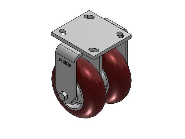 115 Series Top Plate Rigid Maroon tread on aluminum core Caster with 5 x 2 AX - Round Polyurethane (Aluminum Core) Wheel