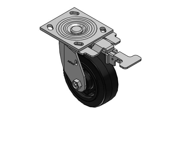 4 Series 2 Inch Wide Top Plate Swivel Caster Caster with 5 x 2 MR - Moldon Rubber (Cast Iron Core) Wheel
