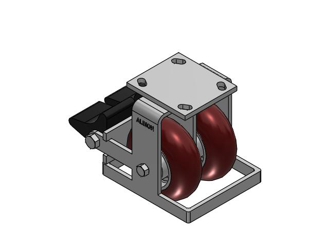 115 Series Top Plate Rigid Maroon tread on aluminum core Caster with 5 x 2 AX - Round Polyurethane (Aluminum Core) Wheel and Poly Lock Integrated Brake