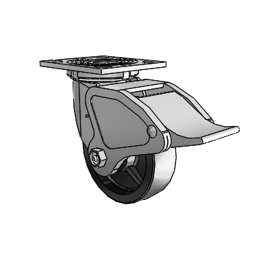 4 Series 1 1/2" Casters Top Plate Swivel Zinc with 5 x 1.5 Polyolefin Wheel and Total Lock Brake