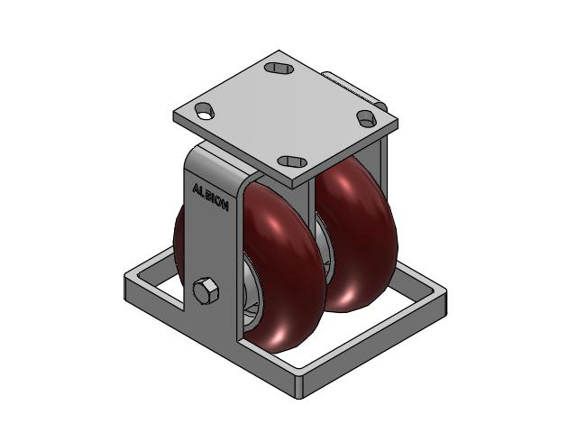 115 Series Top Plate Rigid Maroon tread on aluminum core Caster with 5 x 2 AX - Round Polyurethane (Aluminum Core) Wheel