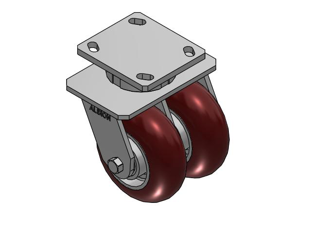 115 Series Top Plate Swivel Maroon tread on aluminum core Caster with 5 x 2 AX - Round Polyurethane (Aluminum Core) Wheel