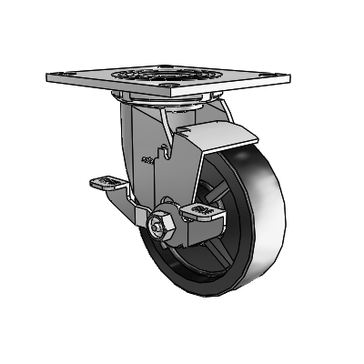 4 Series 1 1/2" Casters Top Plate Swivel Zinc with 5 x 1.5 Polyolefin Wheel and Top Lock Brake