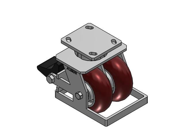 115 Series Top Plate Swivel Maroon tread on aluminum core Caster with 5 x 2 AX - Round Polyurethane (Aluminum Core) Wheel and Poly Lock Integrated Brake
