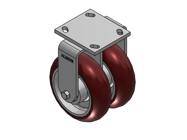 115 Series Top Plate Rigid Maroon tread on aluminum core Caster with 6 x 2 AX - Round Polyurethane (Aluminum Core) Wheel