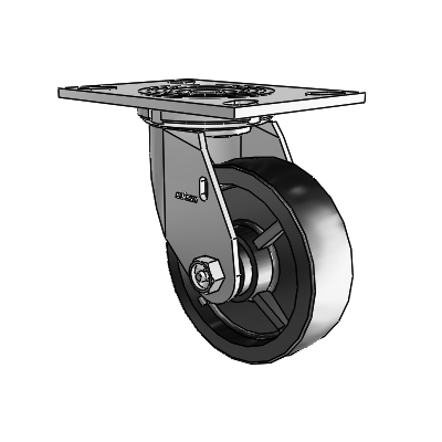 4 Series 1 1/2" Casters Top Plate Swivel Zinc with 5 x 1.5 Polyolefin Wheel